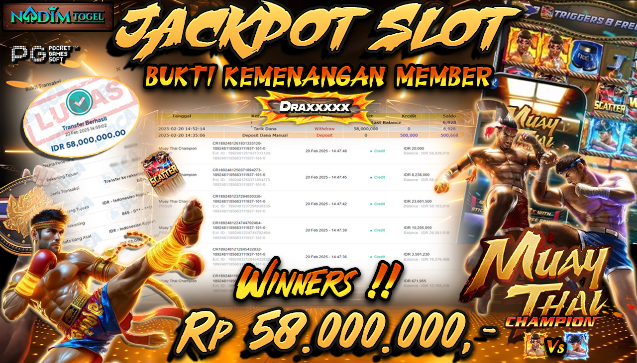 NADIMTOGEL JACKPOT SLOT MUAY THAI CHAMPION  Rp 58.000.000,- LUNAS
