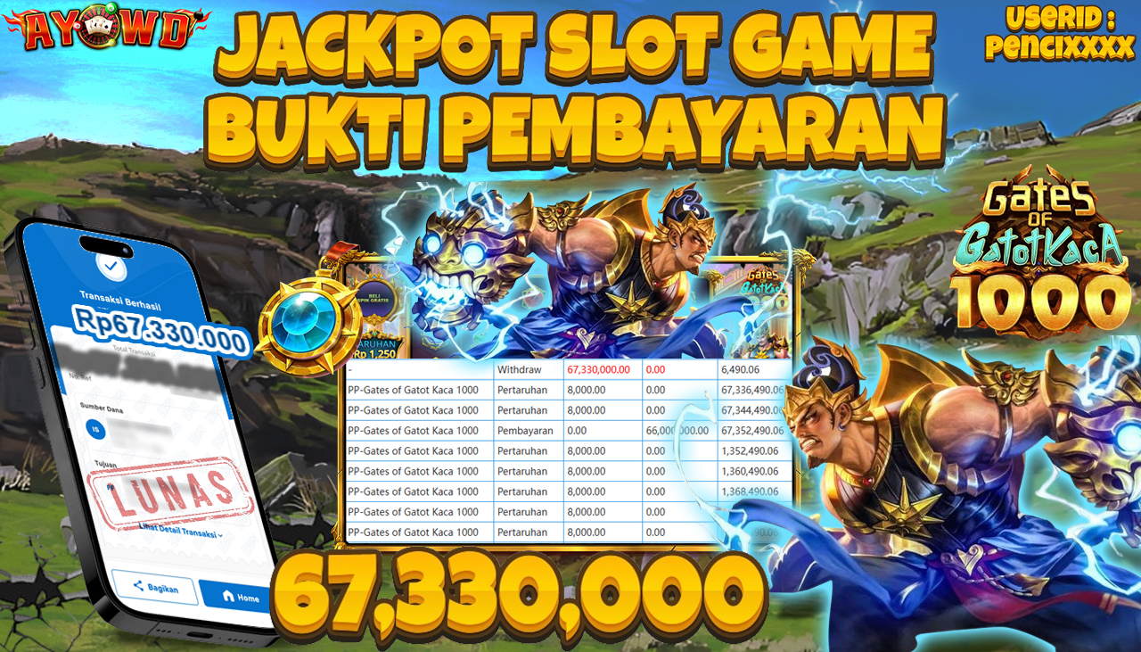 AYOWD JACKPOT SLOT GAMES PP-Gates of Gatot Kaca 1000 Rp 67,330,000,- LUNAS