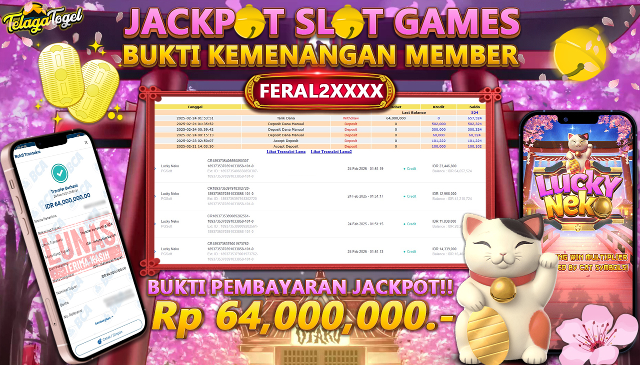 TELAGATOGEL JACKPOT SLOT LUCKY NEKO Rp 64,000,000 ,- LUNAS