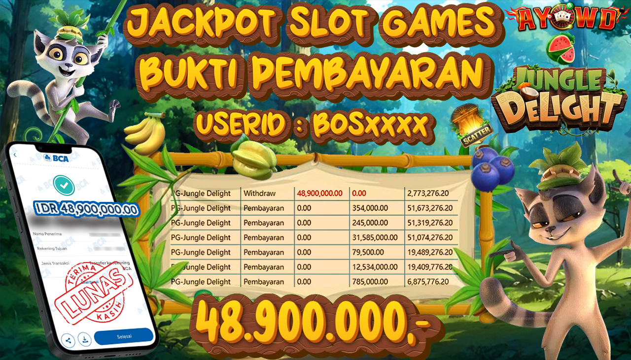 AYOWD JACKPOT SLOT GAMES PG-Jungle Delight Rp 48,900,000,- LUNAS