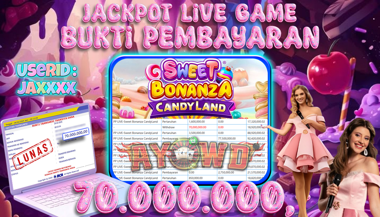 AYOWD JACKPOT LIVE GAMES PP LIVE-Sweet Bonanza CandyLand Rp 70.000.000,- LUNAS