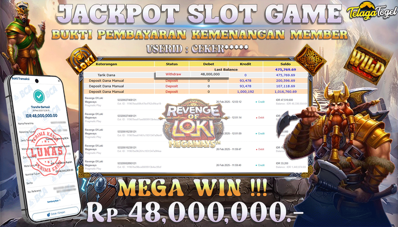 TELAGATOGEL JACKPOT SLOT REVENGE OF LOKI Rp 48,000,000 ,- LUNAS 