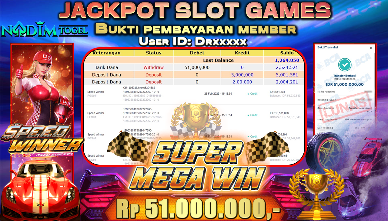 NADIMTOGEL JACKPOT SLOT SPEED WINNER Rp 51.000.000,- LUNAS