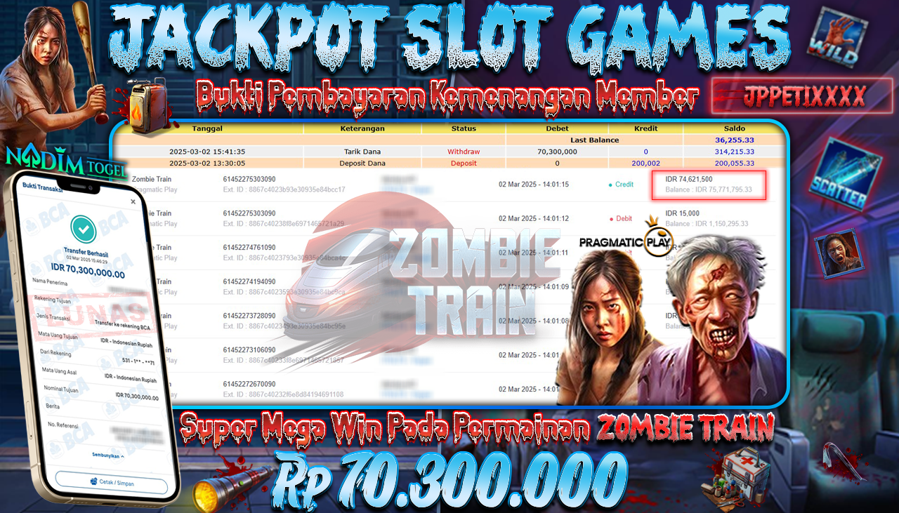 NADIMTOGEL JACKPOT SLOT ZOMBIE TRAIN Rp 70.300.000,- LUNAS