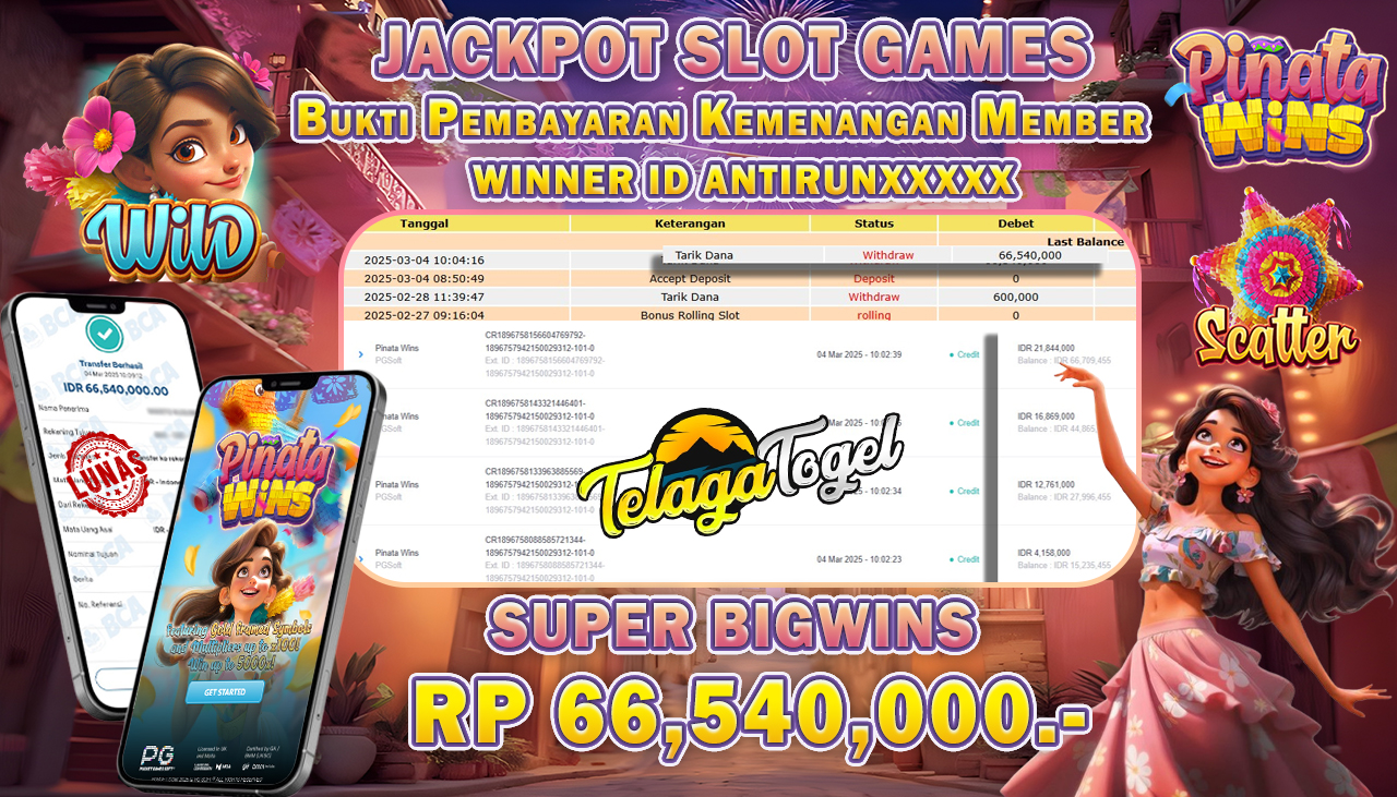 TELAGATOGEL JACKPOT SLOT PINATA WINS Rp 66,540,000,- LUNAS 