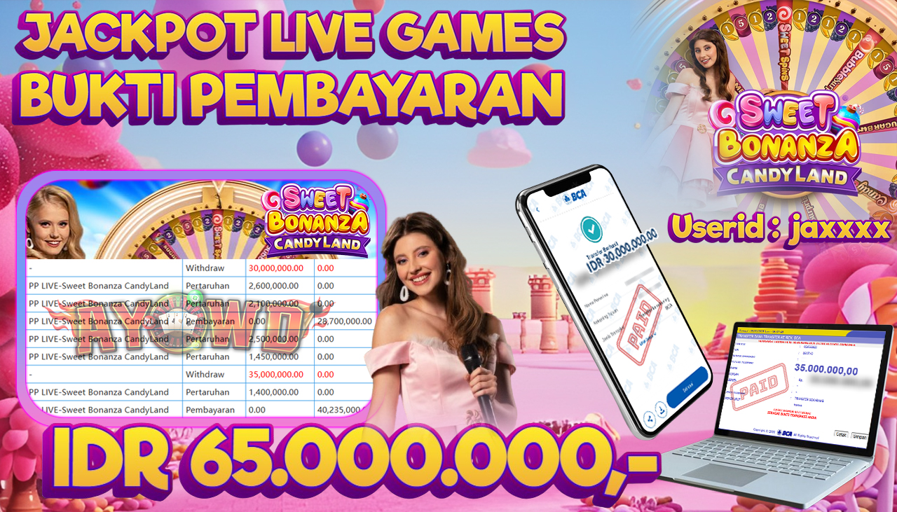 AYOWD JACKPOT LIVE GAMES PP LIVE-Sweet Bonanza CandyLand Rp 65.000.000,- LUNAS