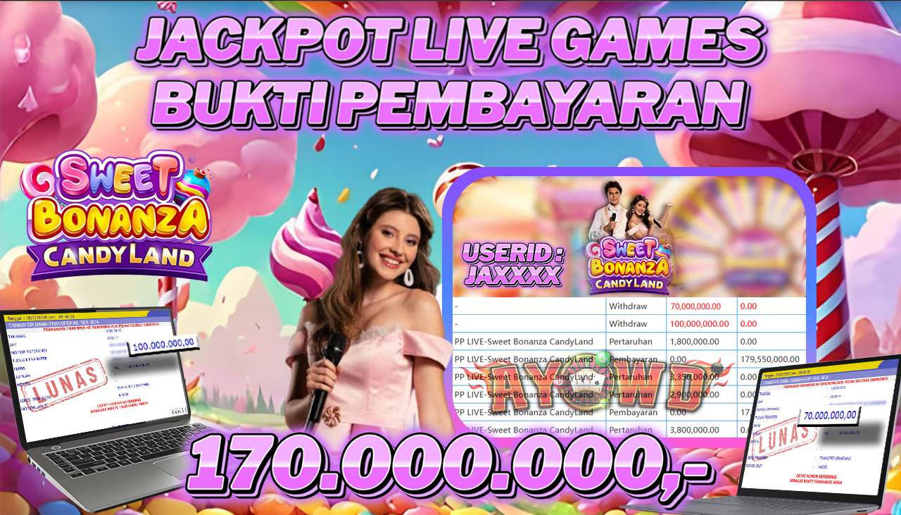 AYOWD JACKPOT LIVE GAMES PP LIVE-Sweet Bonanza CandyLand Rp 170.000.000,- LUNAS