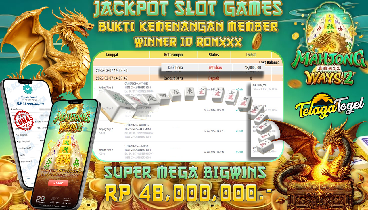 TELAGATOGEL JACKPOT SLOT MAHJONG WAYS 2 Rp 48,000,000,- LUNAS 