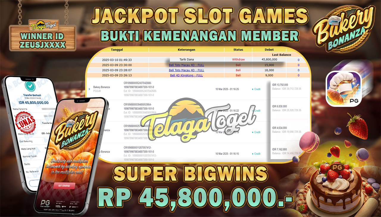 TELAGATOGEL JACKPOT SLOT BAKERY BONANZA Rp 45,800,000,- LUNAS 