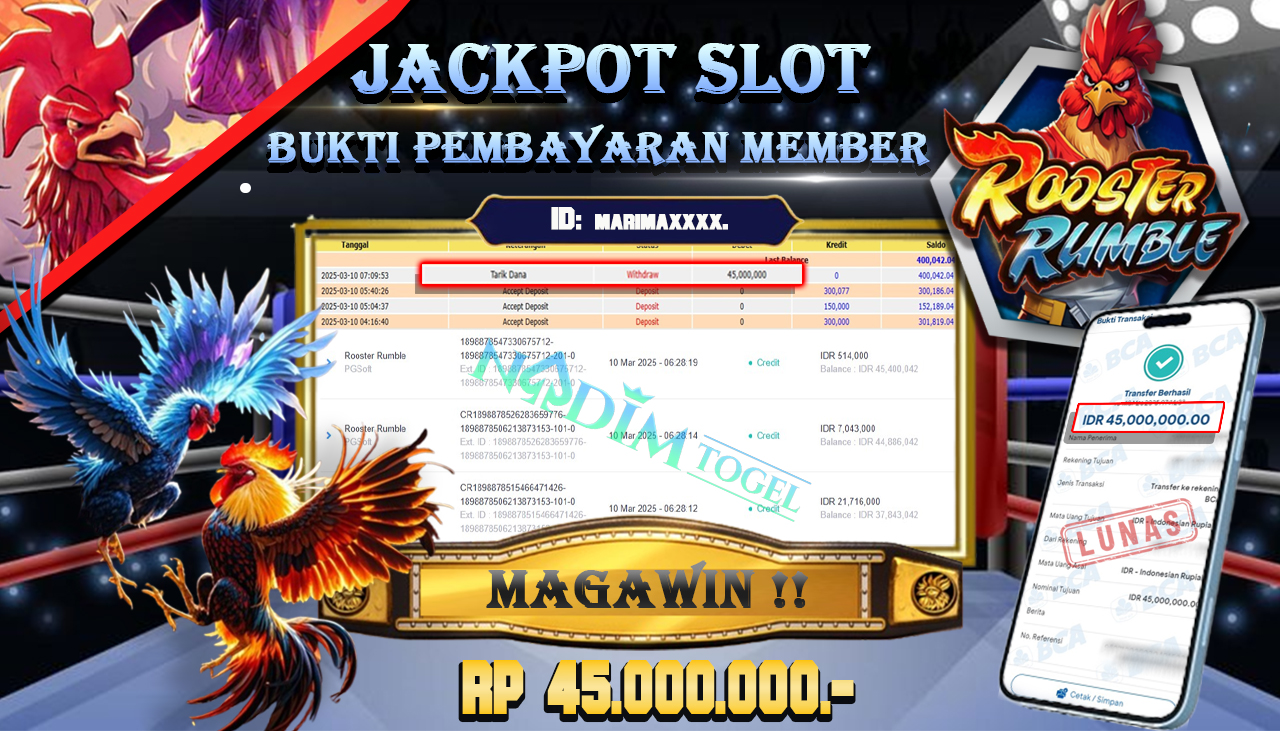 NADIMTOGEL JACKPOT SLOT ROOSTER RUMBLE  Rp 45.000.000,- LUNAS
