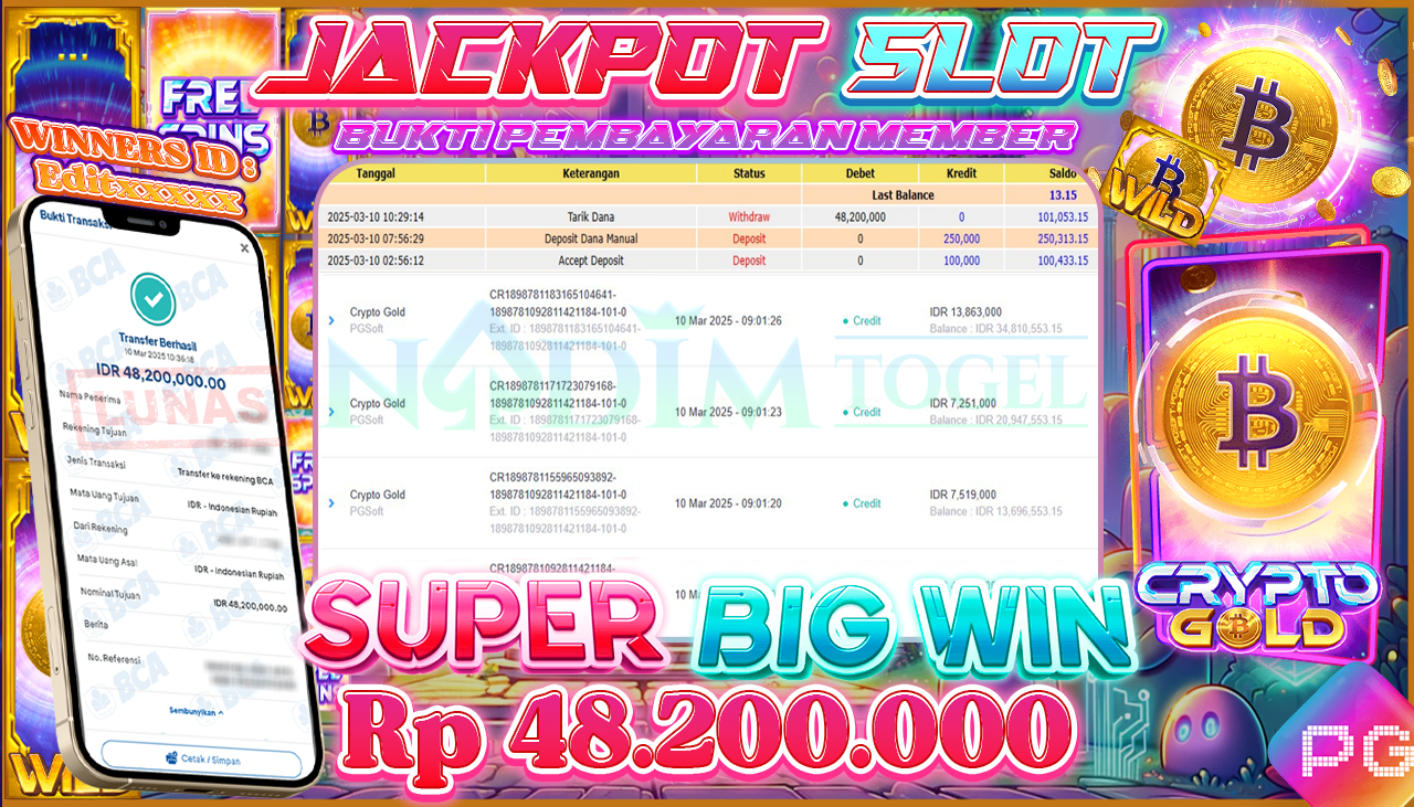 NADIMTOGEL JACKPOT SLOT CRYPTO GOLD Rp 48.200.000,- LUNAS