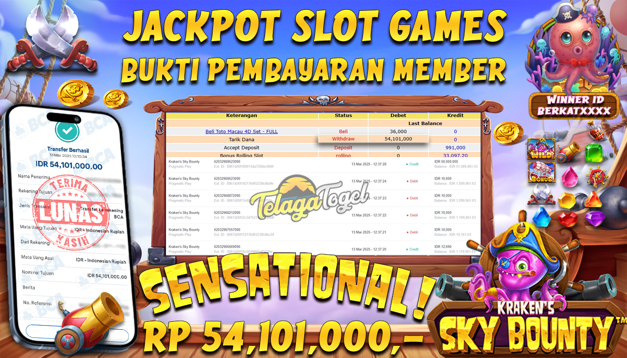 TELAGATOGEL JACKPOT SLOT KRAKEN'S SKY BOUNTY Rp 54,101,000,- LUNAS 