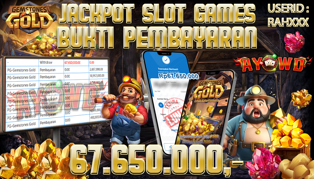 AYOWD JACKPOT SLOT GAMES PG-Gemstones Gold Rp 67,650,000,- LUNAS