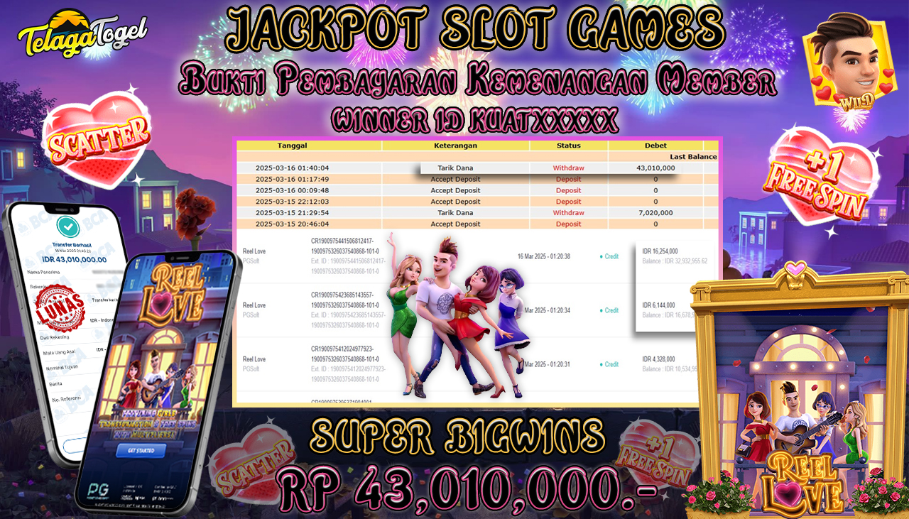 TELAGATOGEL JACKPOT SLOT REEL LOVE Rp 43,010,000,- LUNAS 