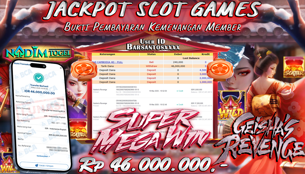 NADIMTOGEL JACKPOT SLOT GEISHA-S REVENGE Rp 46.000.000,- LUNAS
