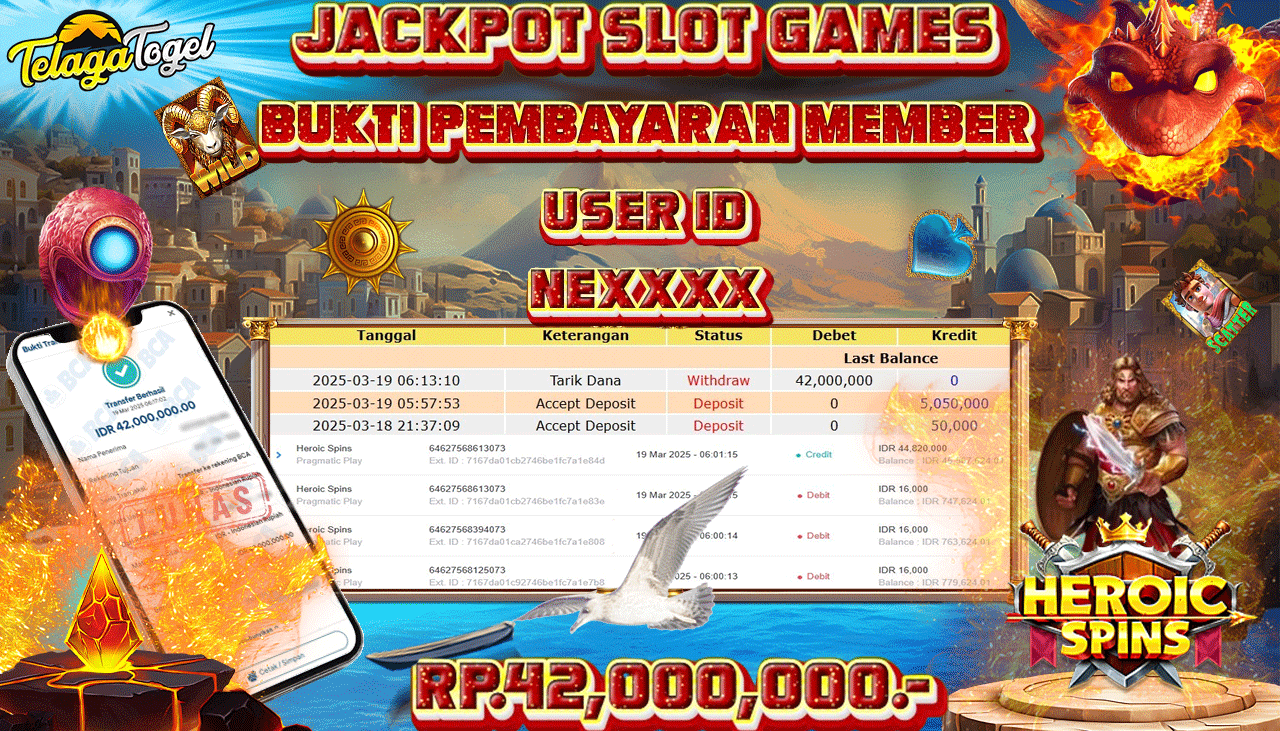 TELAGATOGEL JACKPOT SLOT HEROICSPINS  Rp 42,000,000,- LUNAS 