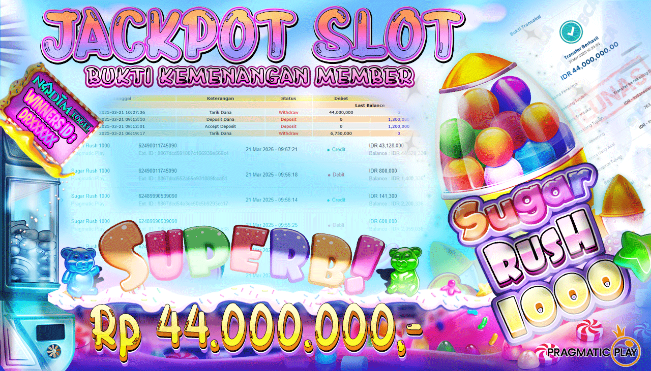 NADIMTOGEL JACKPOT SLOT SUGAR RUSH 1000 Rp 44.000.000,- LUNAS
