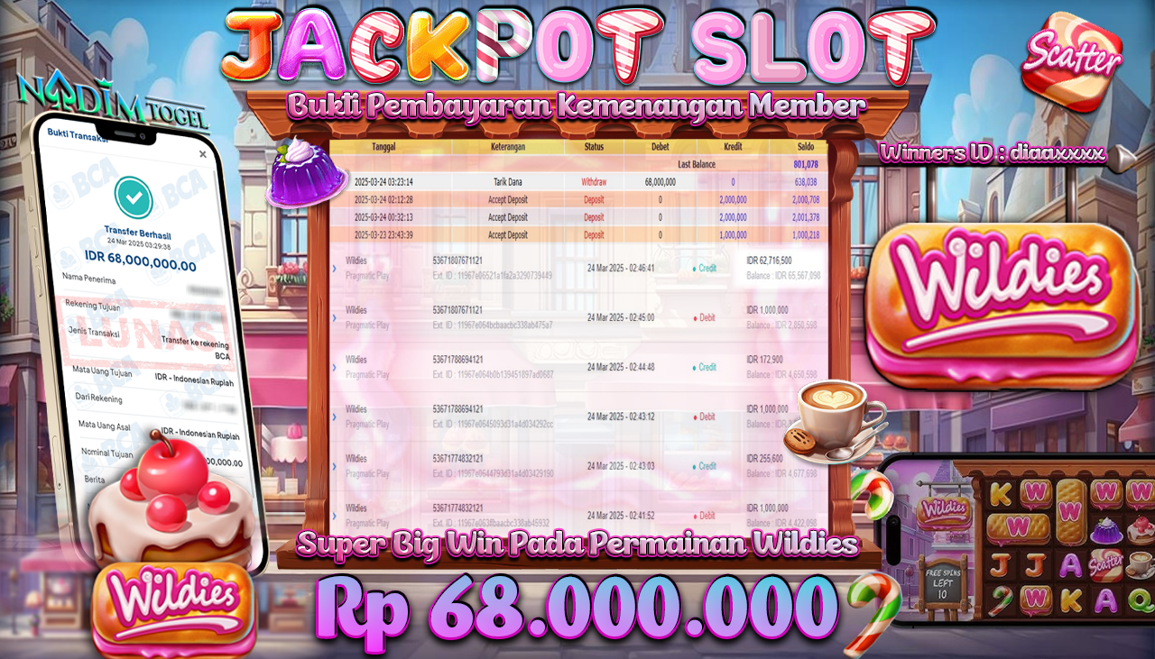 NADIMTOGEL JACKPOT SLOT WILDIES Rp 68.000.000,- LUNAS