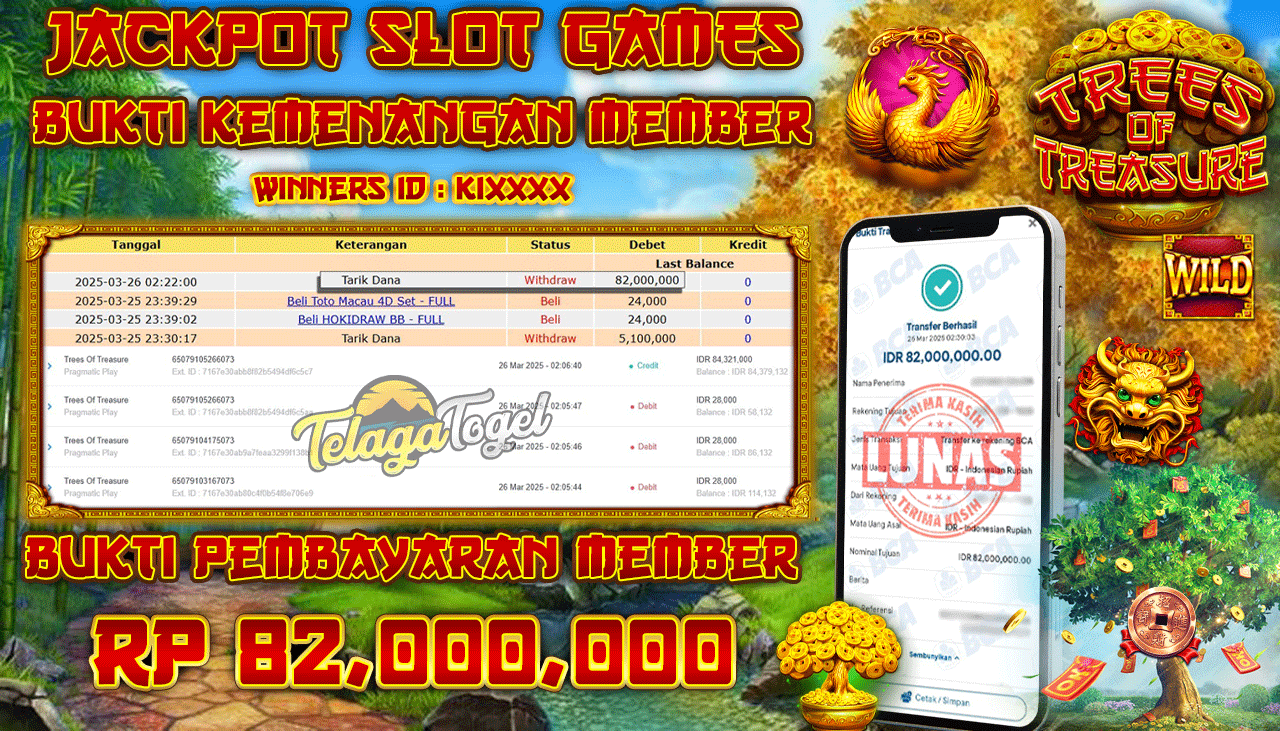 TELAGATOGEL JACKPOT SLOT TREES OF TREASURE Rp 82,000,000,- LUNAS 