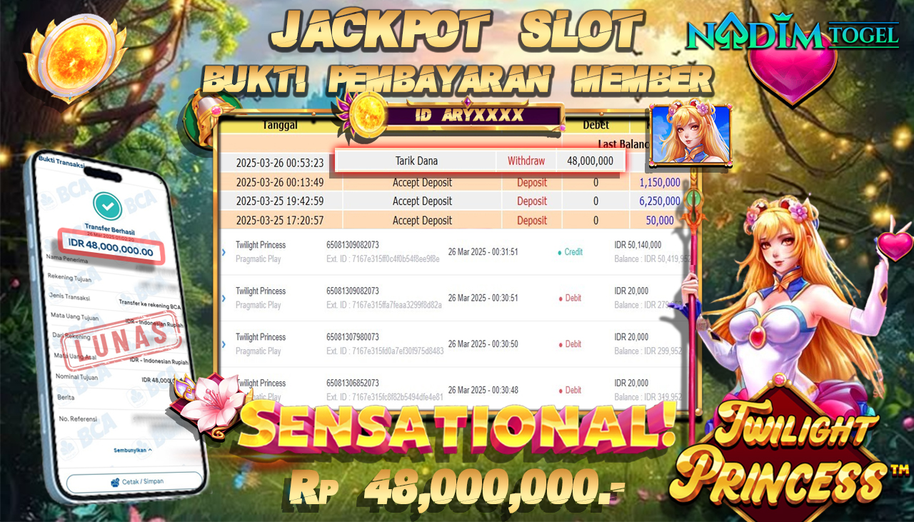 NADIMTOGEL JACKPOT SLOT TWILIGHT PRINCESS Rp 48,000,000,- LUNAS