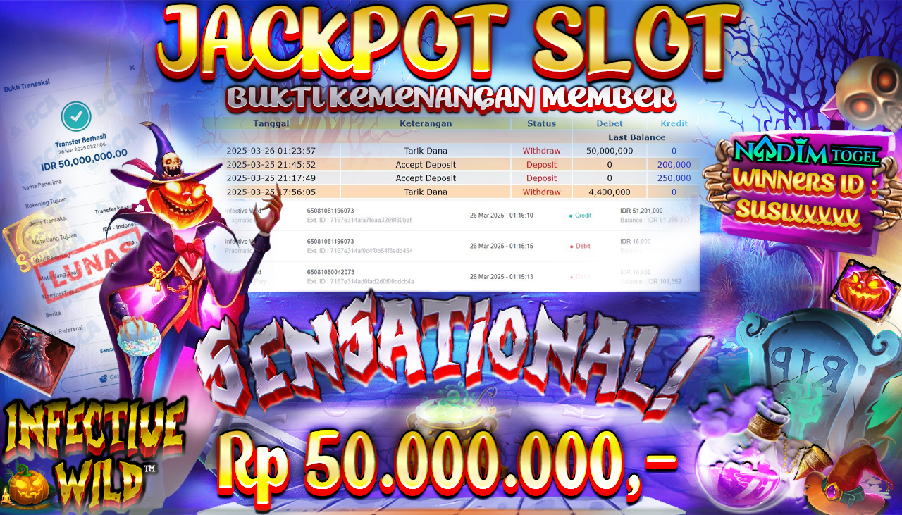 NADIMTOGEL JACKPOT SLOT INFECTIVE WILD Rp 50,000,000,- LUNAS
