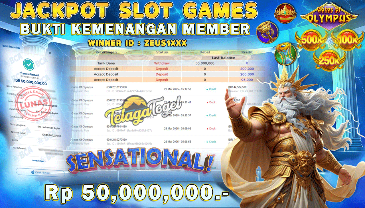 TELAGATOGEL JACKPOT SLOT GATES OF OLYMPUS Rp 50,000,000,- LUNAS 