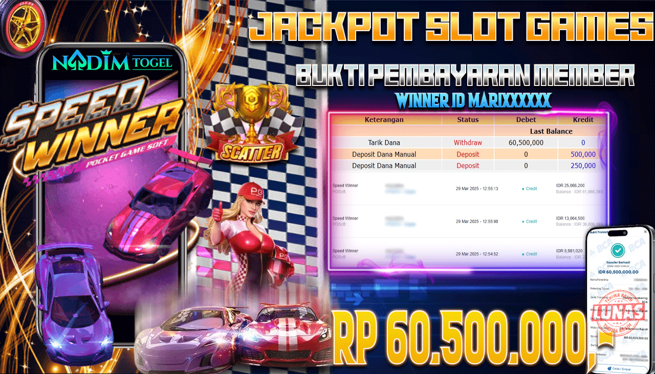 NADIMTOGEL JACKPOT SLOT SPEED WINNER Rp 60.500.000,- LUNAS