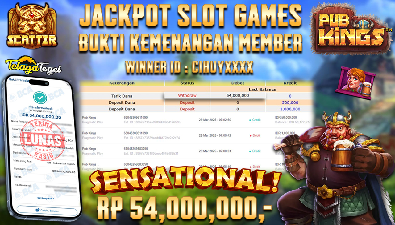 TELAGATOGEL JACKPOT SLOT PUB KINGS  Rp 54,000,000,- LUNAS 