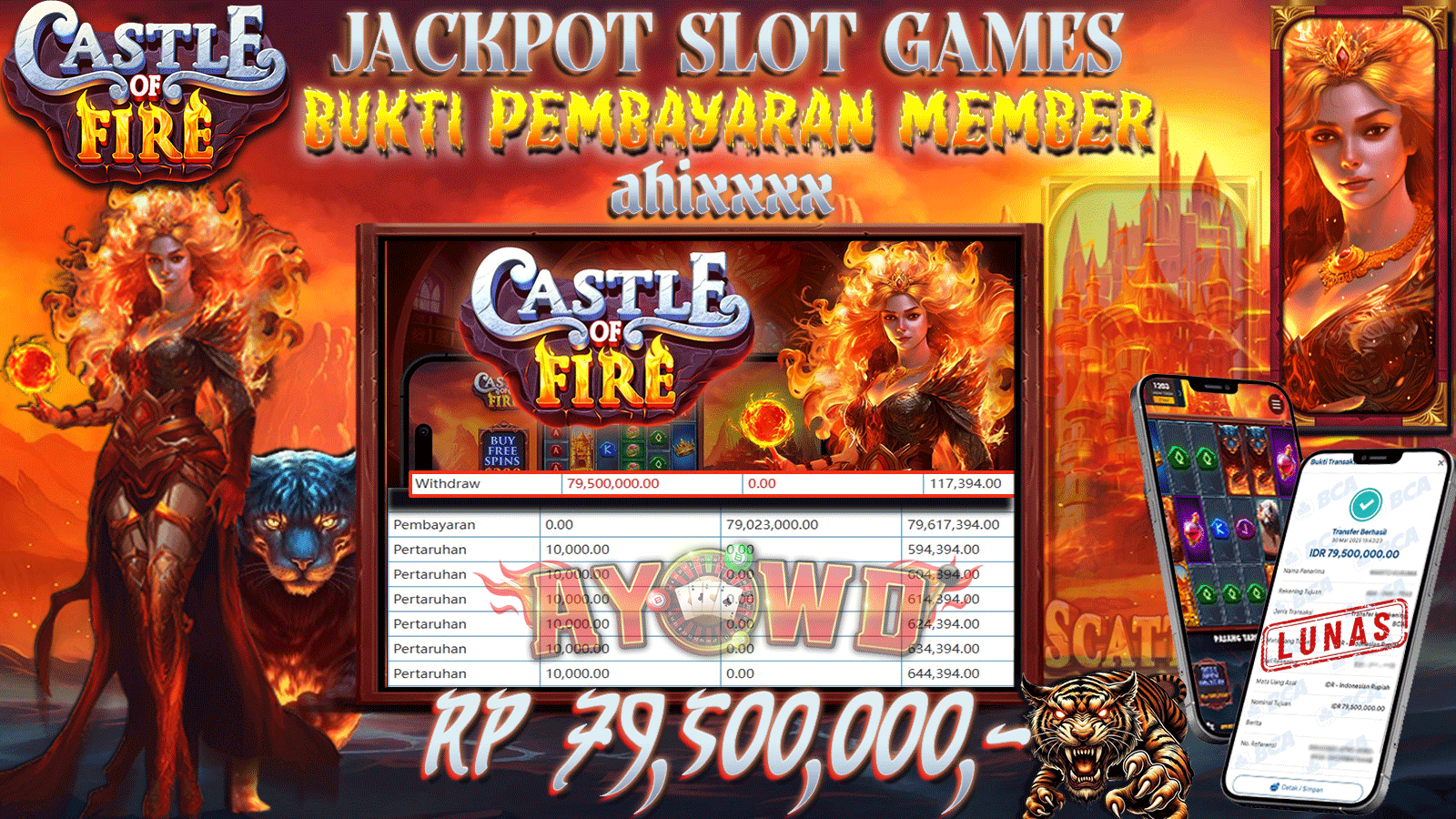 AYOWD JACKPOT SLOT GAMES PP-Castle of Fire 79,500,000,- LUNAS
