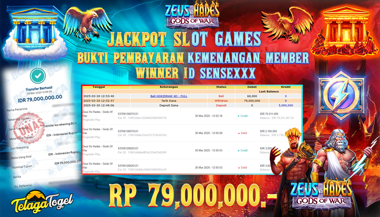 TELAGATOGEL JACKPOT SLOT ZEUS HADES Rp 79,000,000,- LUNAS 