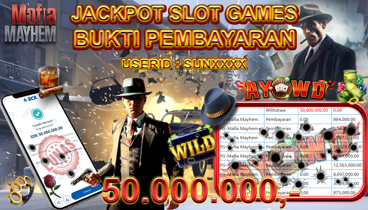 AYOWD JACKPOT SLOT GAMES PG-Mafia Mayhem Rp 50,000,000,- LUNAS