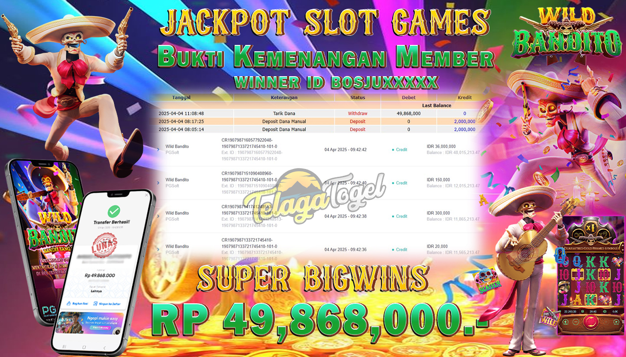 TELAGATOGEL JACKPOT SLOT WILD BANDITO Rp 49,868,000,- LUNAS 