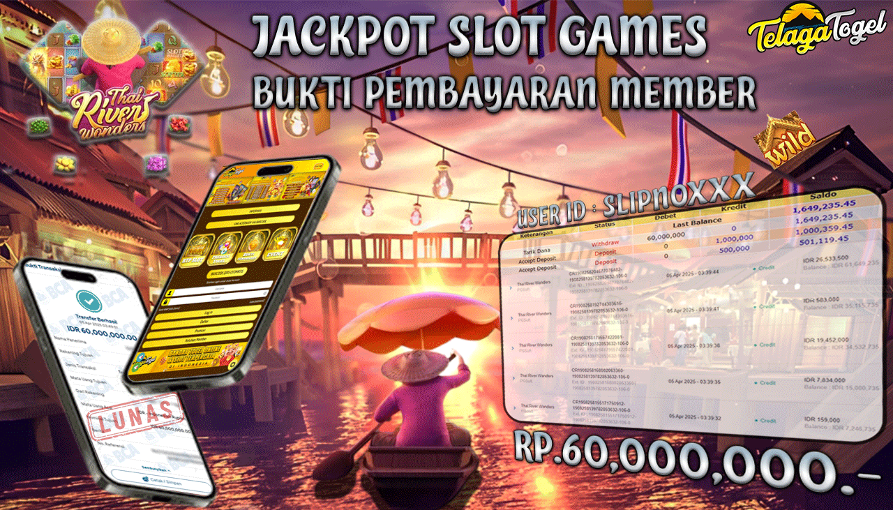 TELAGATOGEL JACKPOT SLOT THAI RIVERS WONDERS Rp 60,000,000,- LUNAS 