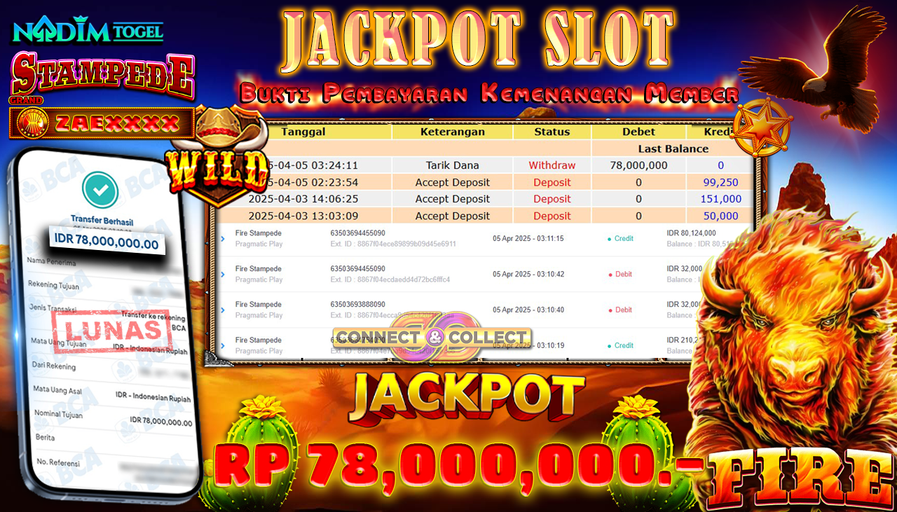 NADIMTOGEL JACKPOT SLOT FIRE STAMPEDE Rp 78,000,000,- LUNAS