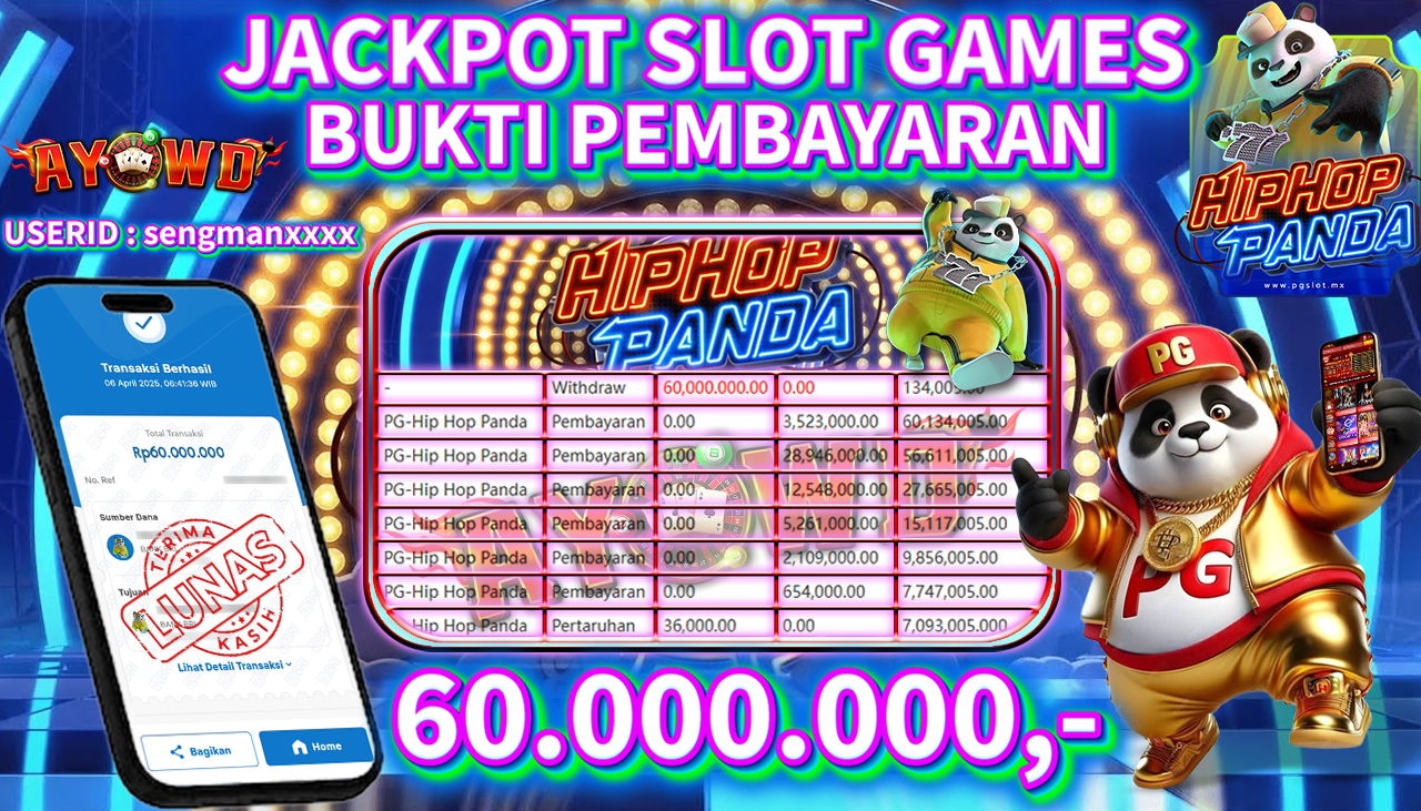 AYOWD JACKPOT SLOT GAMES PG-Hip Hop Panda Rp 60,000,000,- LUNAS