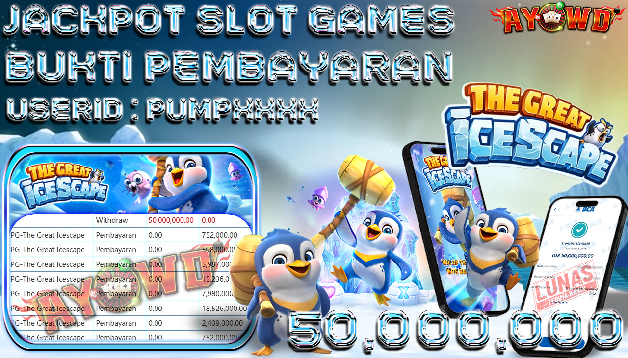 AYOWD JACKPOT SLOT GAMES PG-The Great Icescape Rp 50,000,000,- LUNAS
