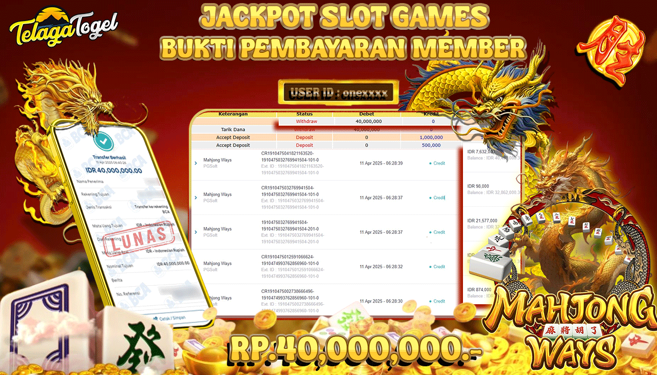 TELAGATOGEL JACKPOT SLOT MAHJONG WAYS Rp 40,000,000,- LUNAS 