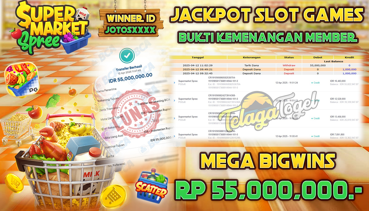 TELAGATOGEL JACKPOT SLOT SUPERMARKET SPREE Rp 55,000,000,- LUNAS 