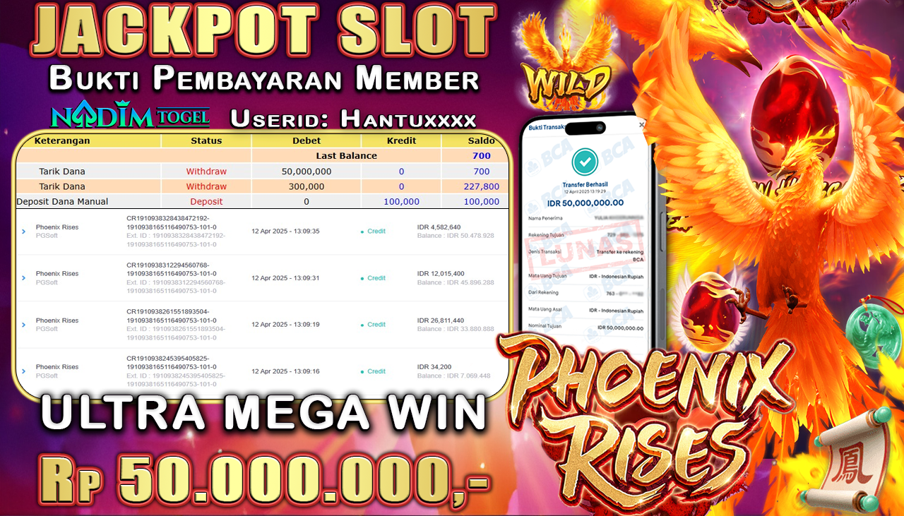 NADIMTOGEL JACKPOT SLOT PHOENIX RISES - PGSoft Rp 50.000.000,- LUNAS