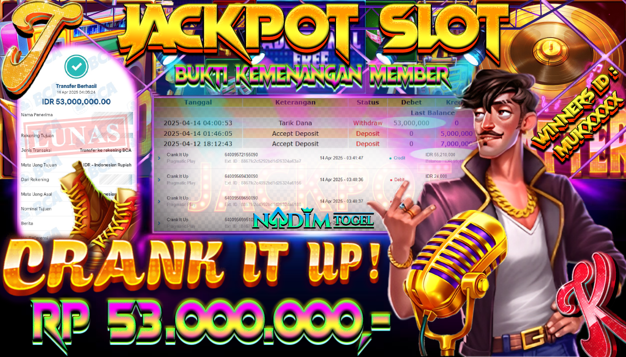 NADIMTOGEL JACKPOT SLOT CRANK IT UP Rp.53.000.000,- LUNAS