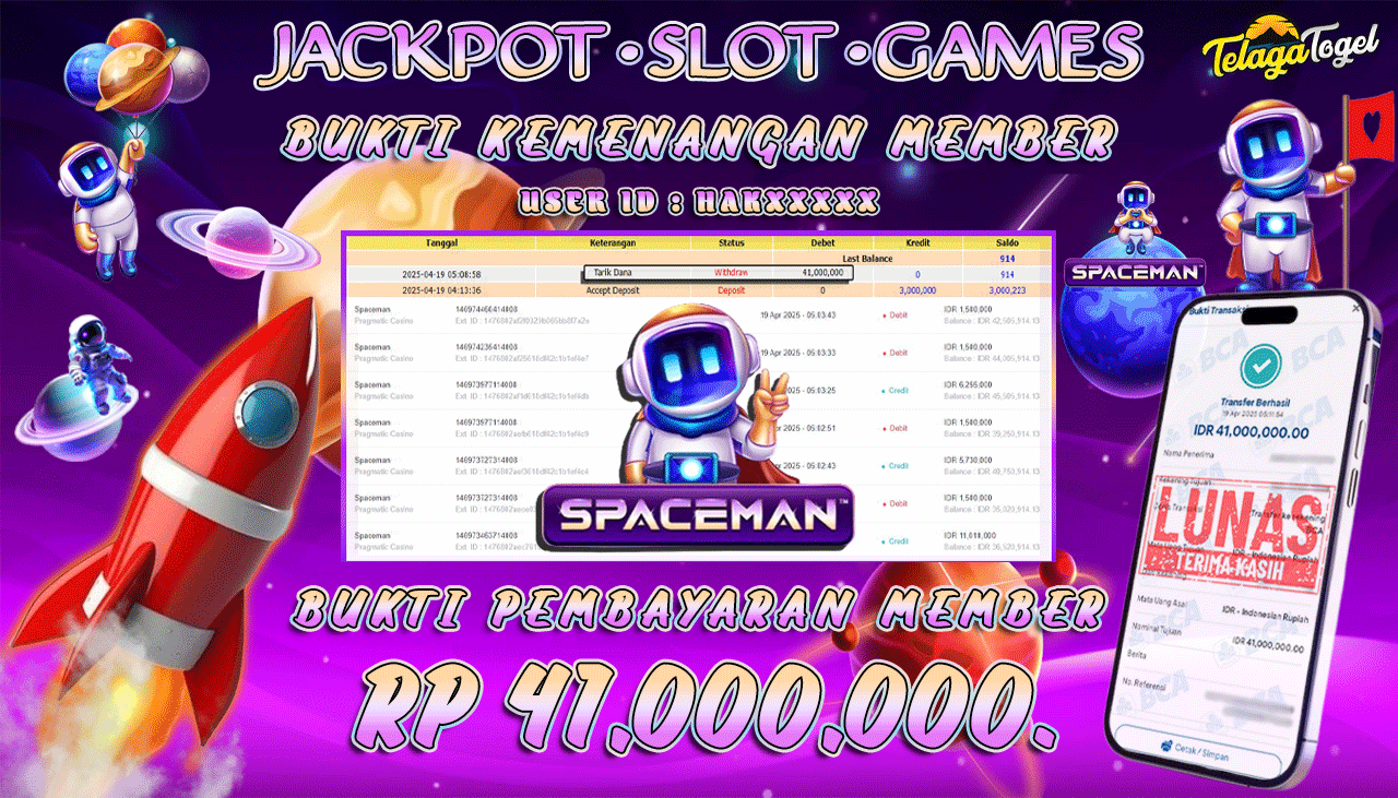 TELAGATOGEL JACKPOT SLOT SPACEMAN Rp 41,000,000,- LUNAS 