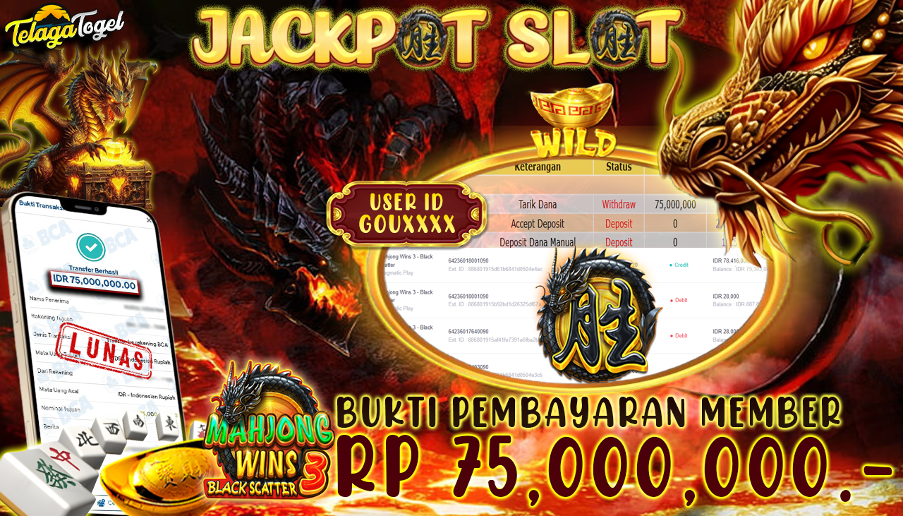 TELAGATOGEL JACKPOT SLOT MAHJONG WINS 3 Rp 75,000,000,- LUNAS 