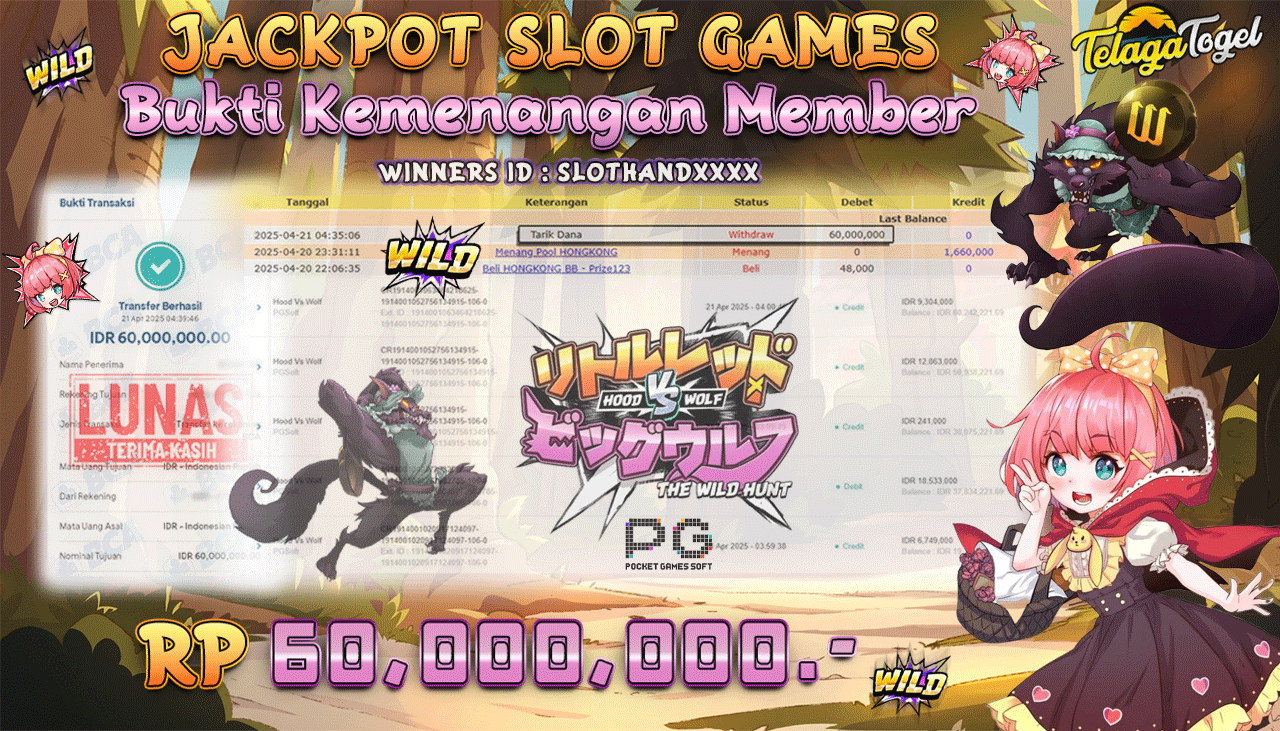 TELAGATOGEL JACKPOT SLOT HOOD VS WOLF Rp 60,000,000,- LUNAS 