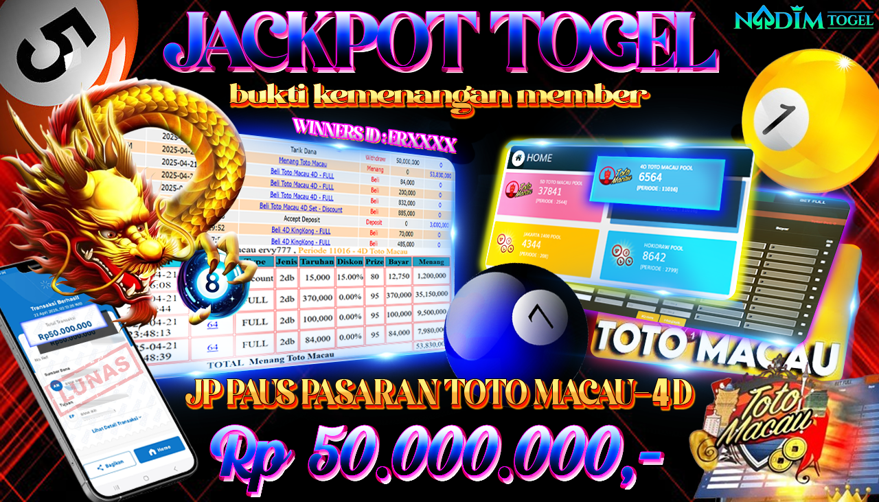 NADIMTOGEL JACKPOT TOGEL TOTO MACAU-4D Rp.50.000.000,- LUNAS