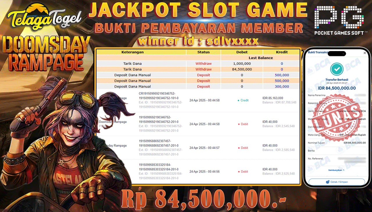 TELAGATOGEL JACKPOT SLOT DOOMSDAY RAMPAGE Rp 84,500,000,- LUNAS 