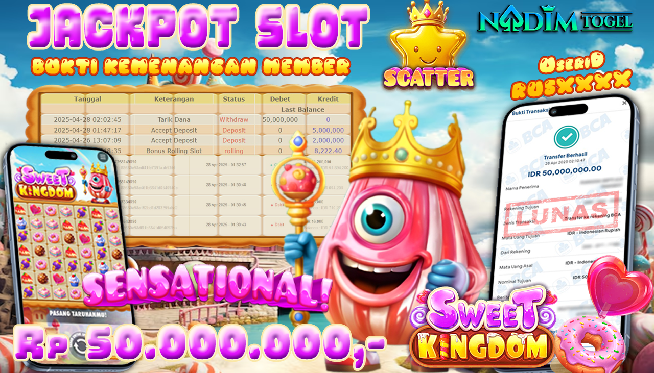 NADIMTOGEL JACKPOT SLOT SWEET KINGDOM Rp 50.000.000,- LUNAS