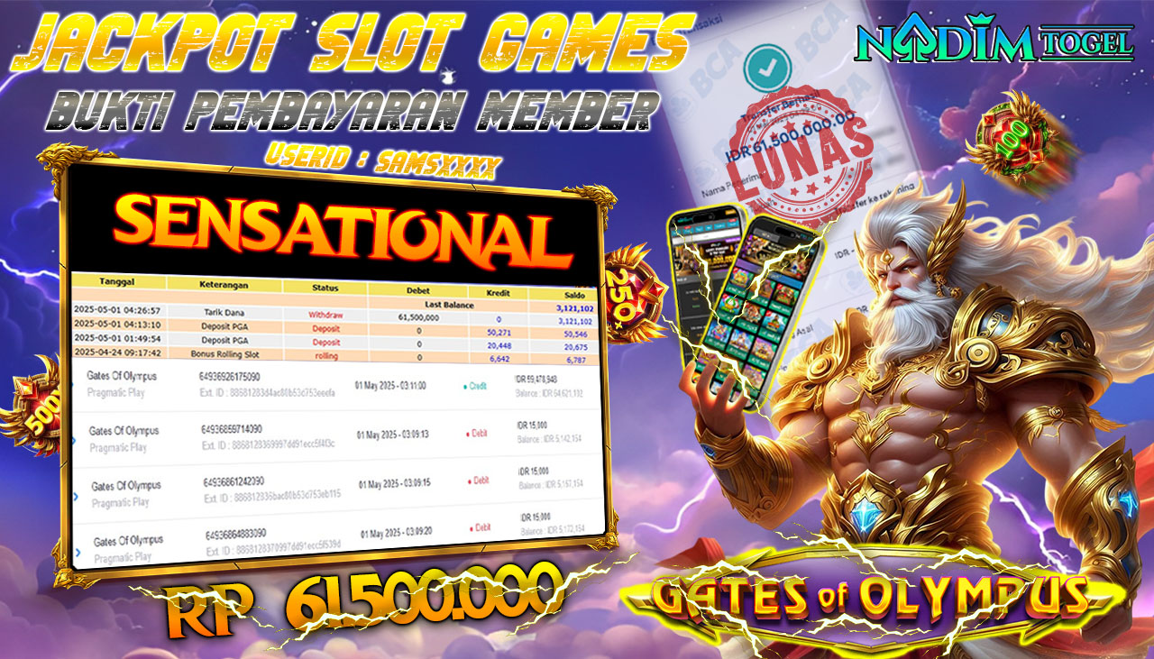 NADIMTOGEL JACKPOT SLOT GATES OF OLYMPUS Rp 61.500.000,- LUNAS