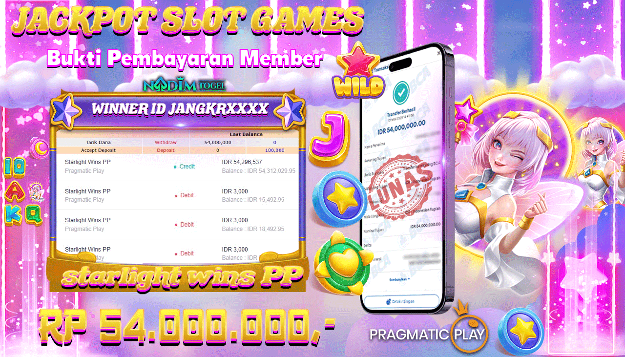 NADIMTOGEL JACKPOT SLOT starlight wins PP Rp 54.000.000,- LUNAS