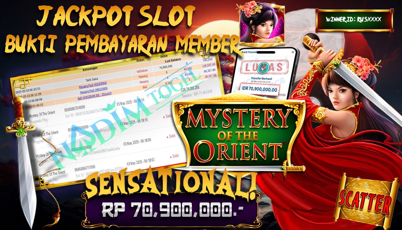 NADIMTOGEL JACKPOT SLOT MYSTERY OF THE ORIENT Rp. 70.900.000,- LUNAS