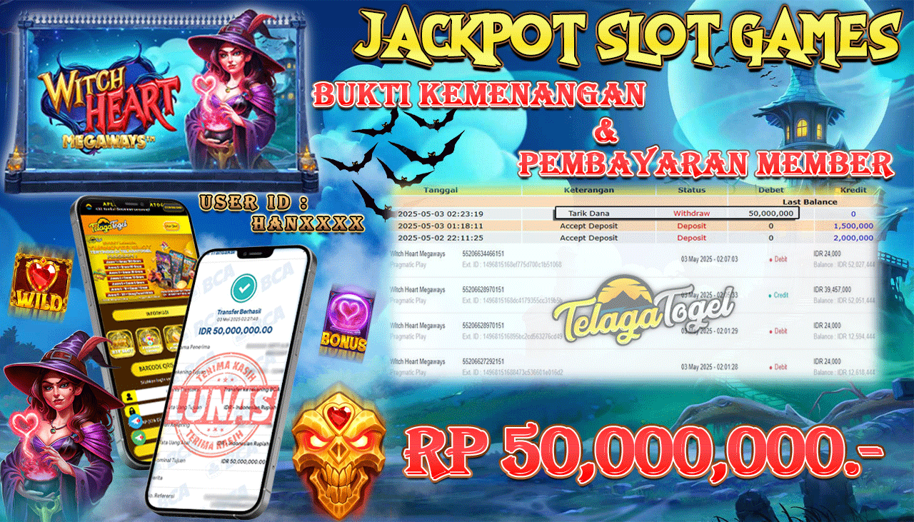 TELAGATOGEL JACKPOT SLOT WITCH HEART MEGAWAYS Rp 50,000,000,- LUNAS 